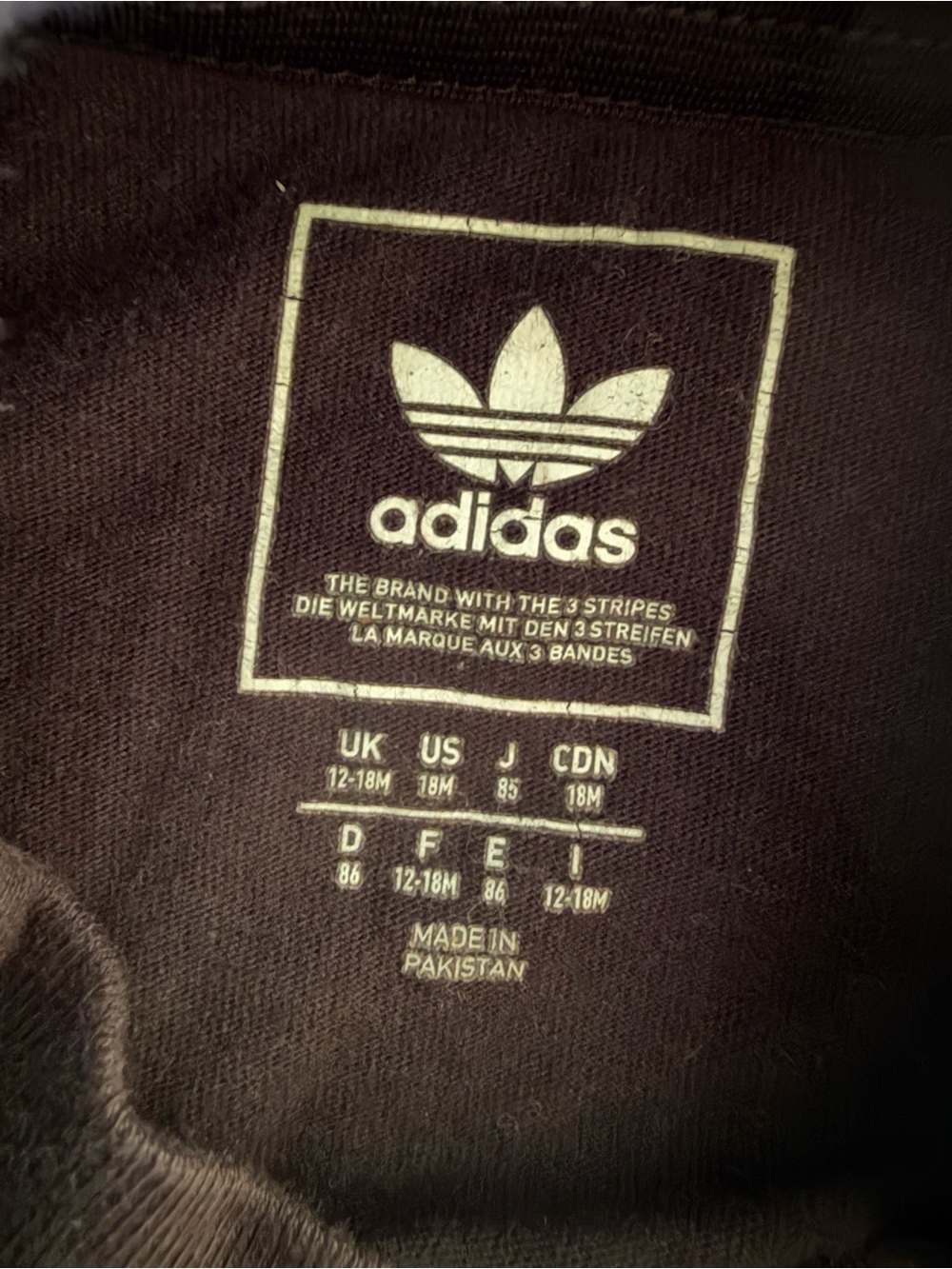 adidas Black Tee with White Shoulder Stripes Size 12-18M - Picture 5 of 6